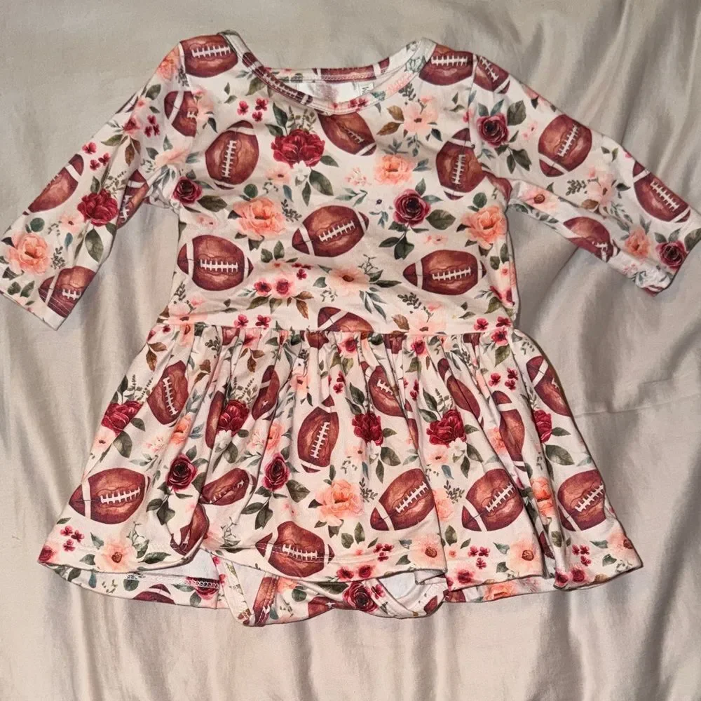 Charming Kids Dress with Football and Floral Design